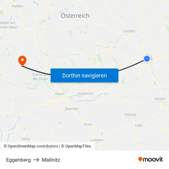 Eggenberg to Mallnitz map