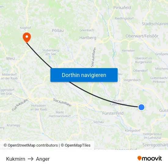 Kukmirn to Anger map