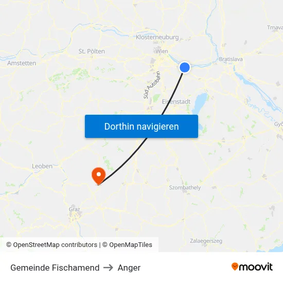 Gemeinde Fischamend to Anger map