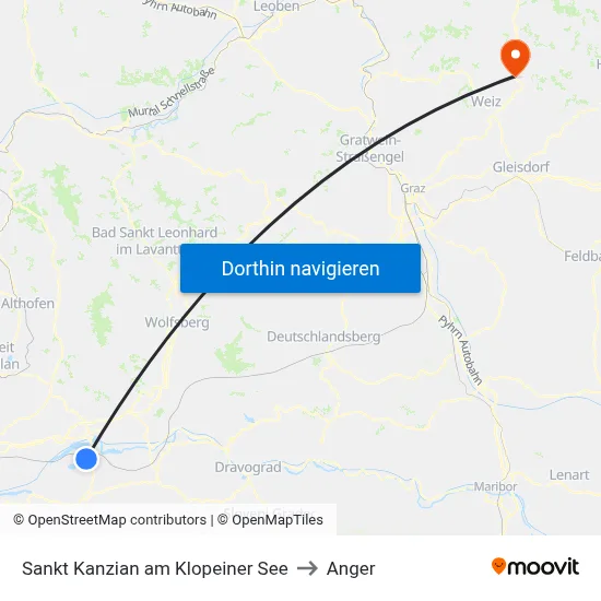 Sankt Kanzian am Klopeiner See to Anger map