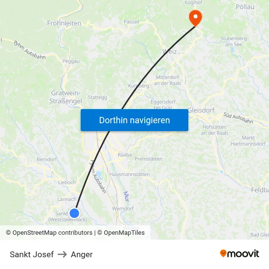 Sankt Josef to Anger map