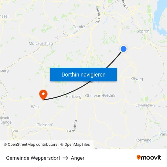 Gemeinde Weppersdorf to Anger map