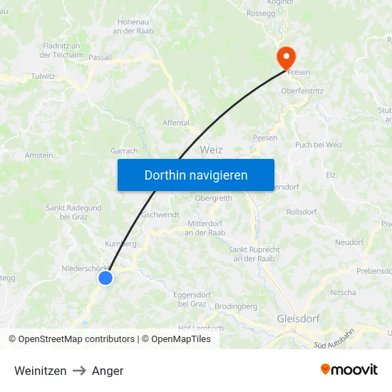 Weinitzen to Anger map