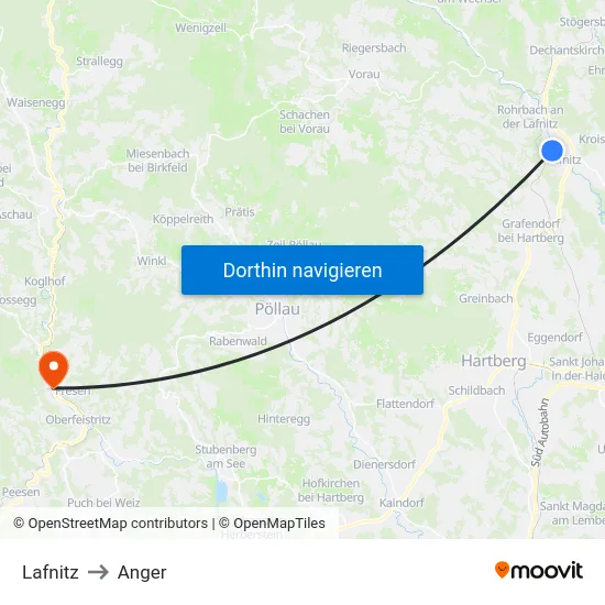 Lafnitz to Anger map