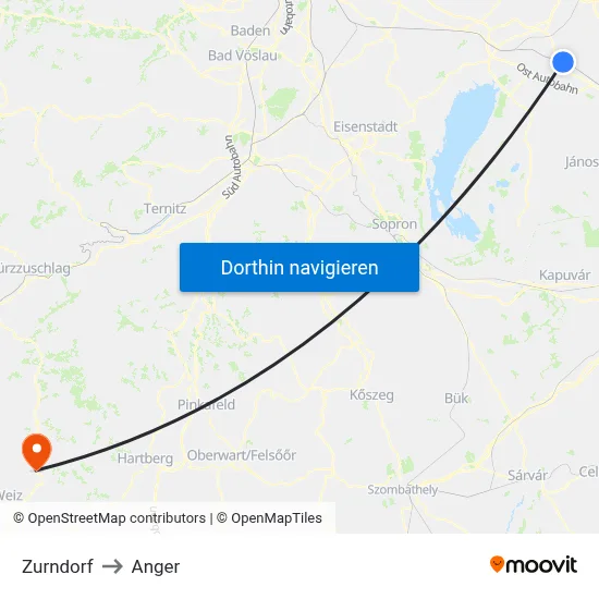 Zurndorf to Anger map