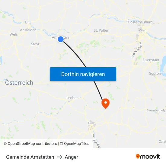 Gemeinde Amstetten to Anger map
