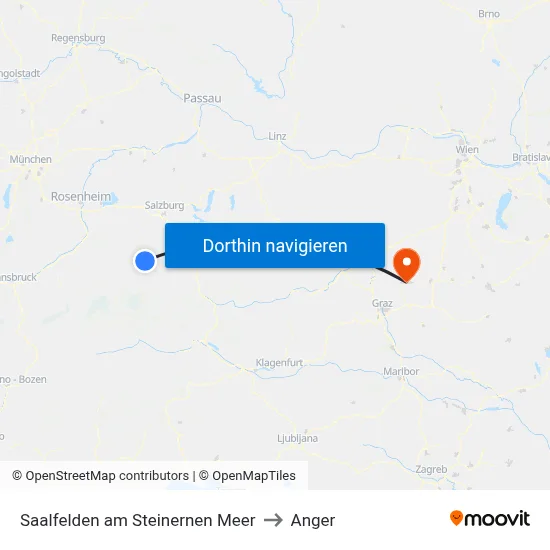 Saalfelden am Steinernen Meer to Anger map