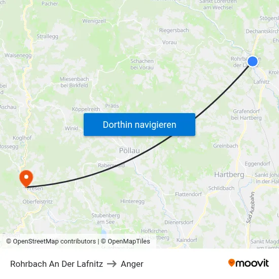 Rohrbach An Der Lafnitz to Anger map