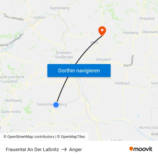 Frauental An Der Laßnitz to Anger map