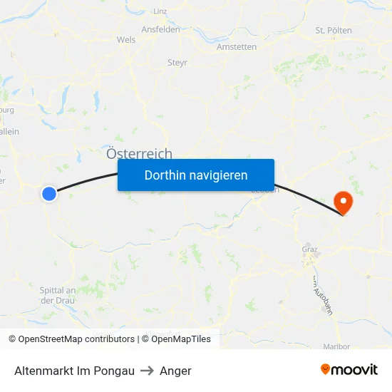 Altenmarkt Im Pongau to Anger map