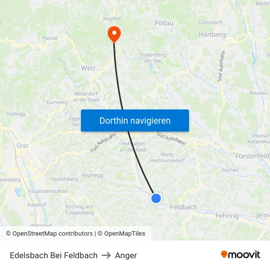 Edelsbach Bei Feldbach to Anger map