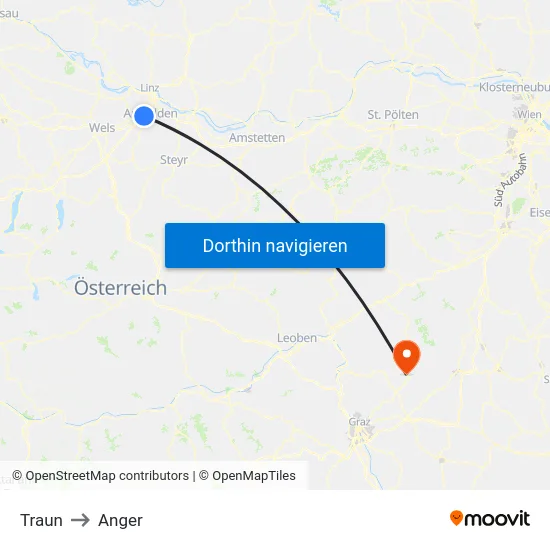 Traun to Anger map