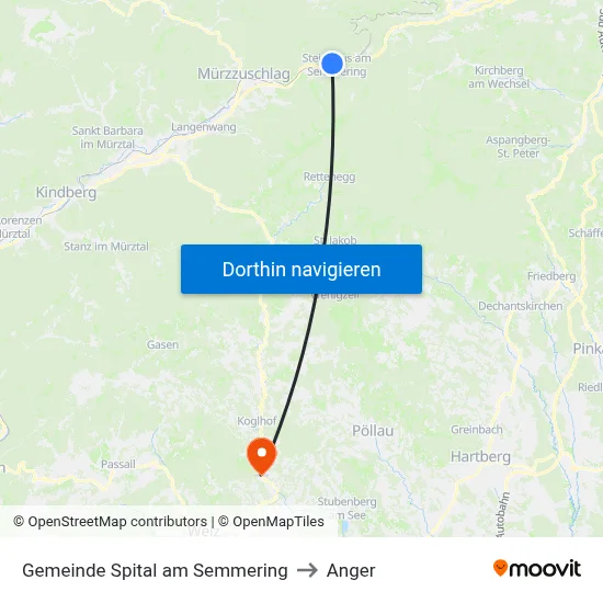 Gemeinde Spital am Semmering to Anger map