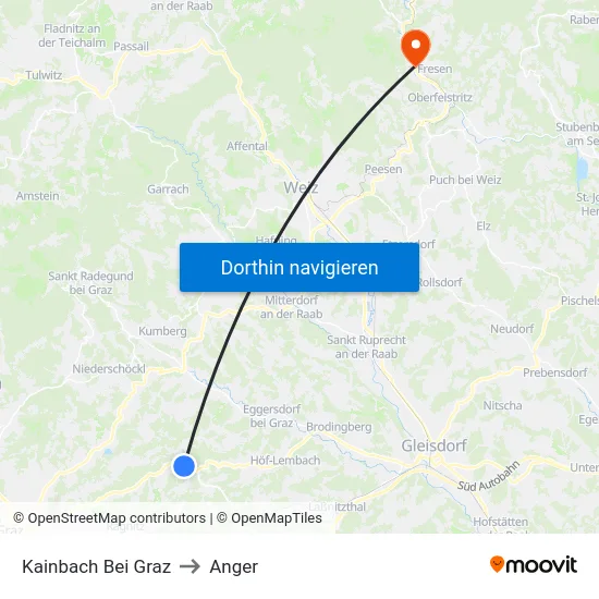 Kainbach Bei Graz to Anger map