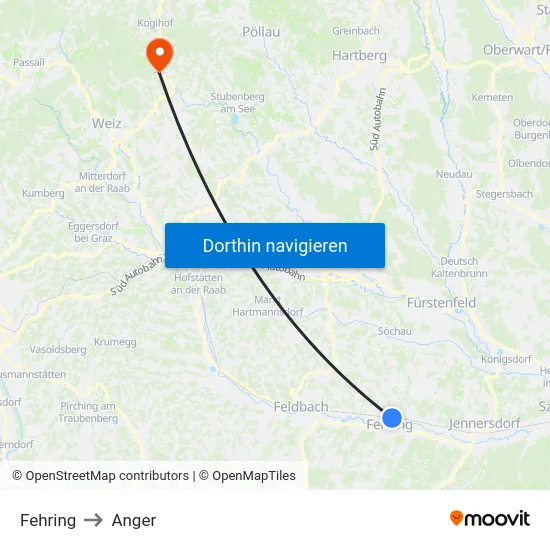 Fehring to Anger map