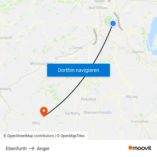 Ebenfurth to Anger map