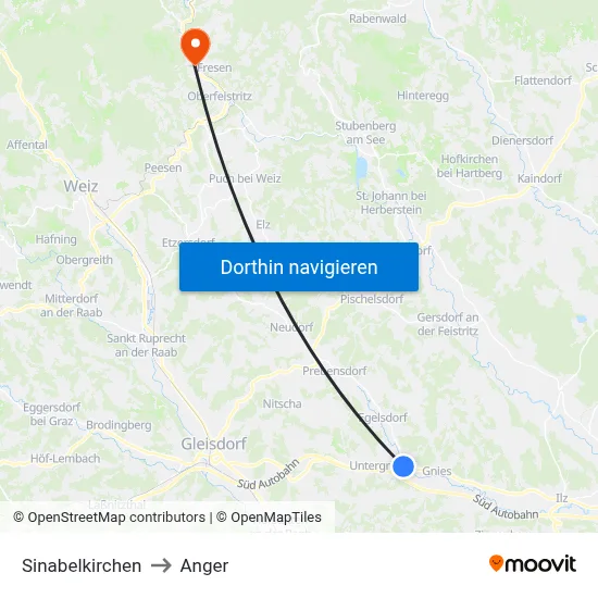 Sinabelkirchen to Anger map