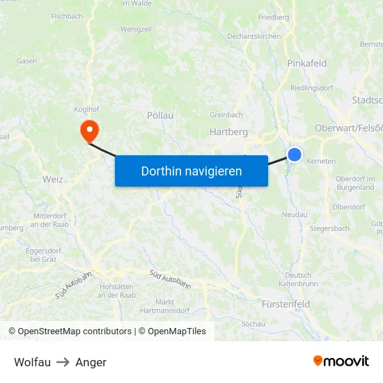 Wolfau to Anger map