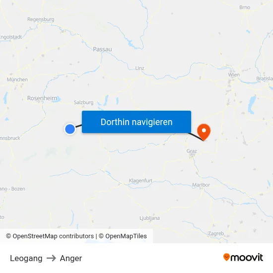 Leogang to Anger map