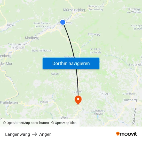 Langenwang to Anger map