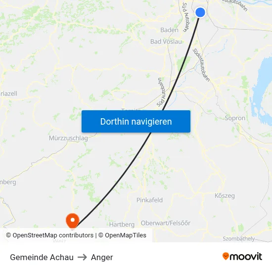 Gemeinde Achau to Anger map
