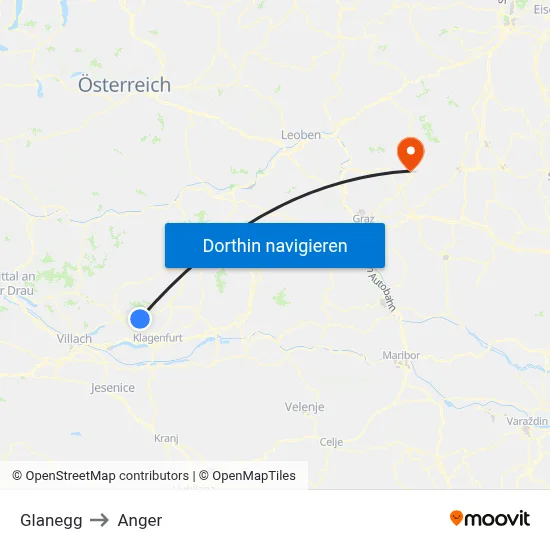 Glanegg to Anger map