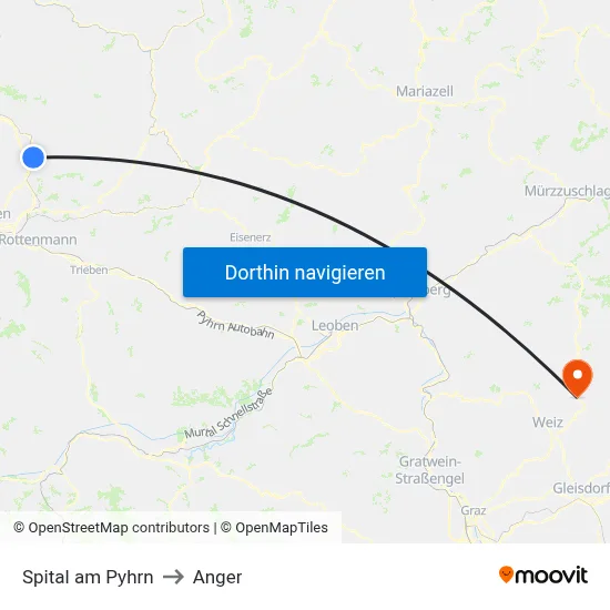 Spital am Pyhrn to Anger map