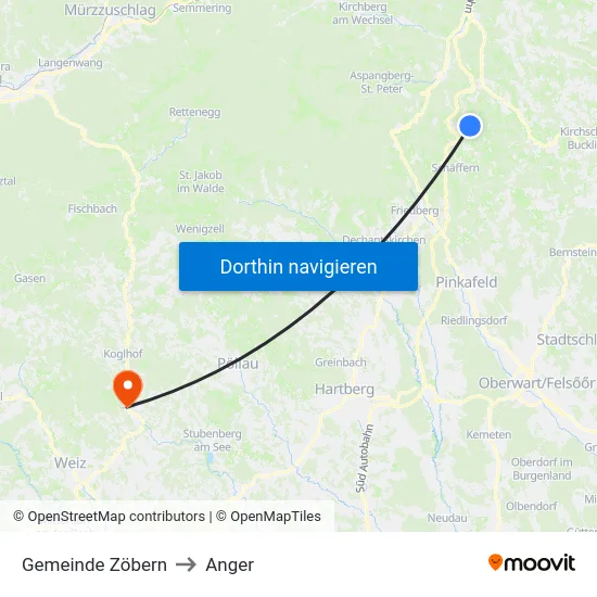 Gemeinde Zöbern to Anger map