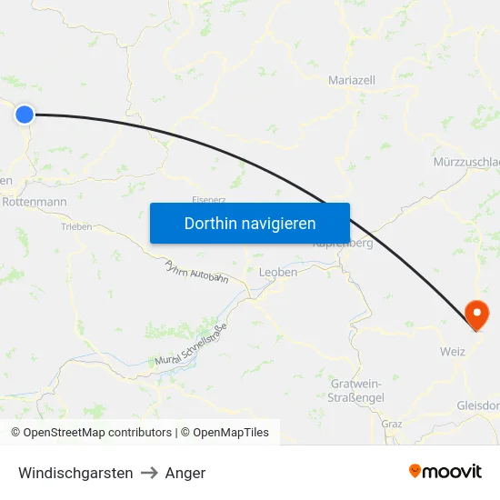 Windischgarsten to Anger map