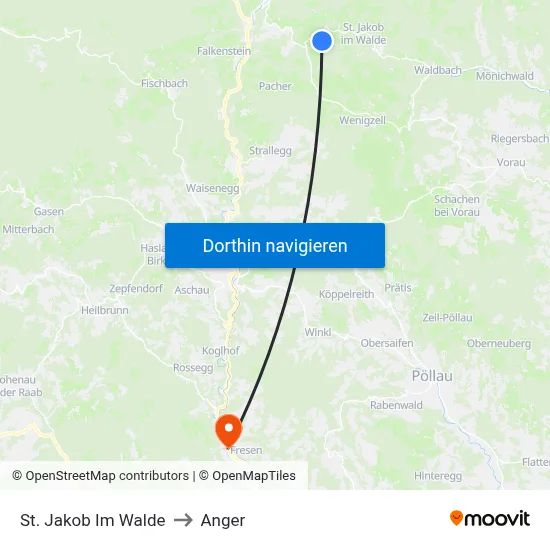 St. Jakob Im Walde to Anger map