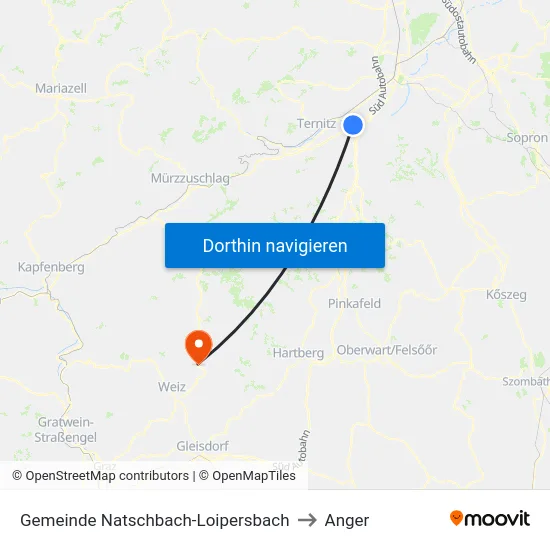 Gemeinde Natschbach-Loipersbach to Anger map
