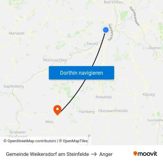 Gemeinde Weikersdorf am Steinfelde to Anger map