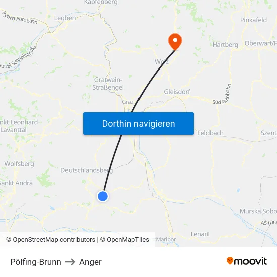 Pölfing-Brunn to Anger map