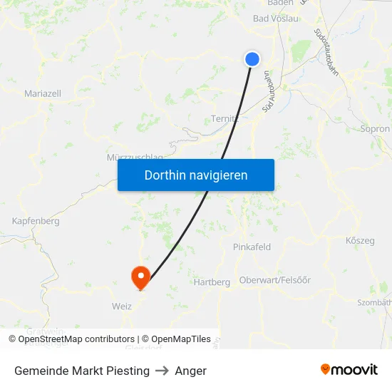 Gemeinde Markt Piesting to Anger map
