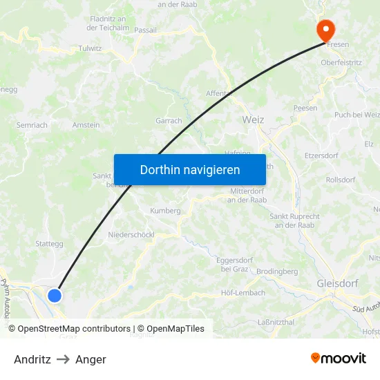 Andritz to Anger map