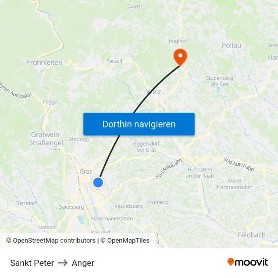 Sankt Peter to Anger map