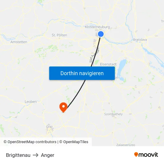 Brigittenau to Anger map