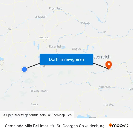 Gemeinde Mils Bei Imst to St. Georgen Ob Judenburg map