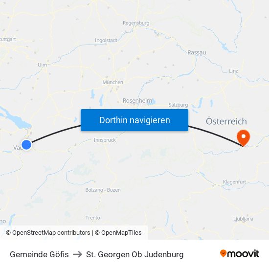 Gemeinde Göfis to St. Georgen Ob Judenburg map