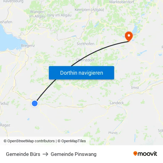 Gemeinde Bürs to Gemeinde Pinswang map