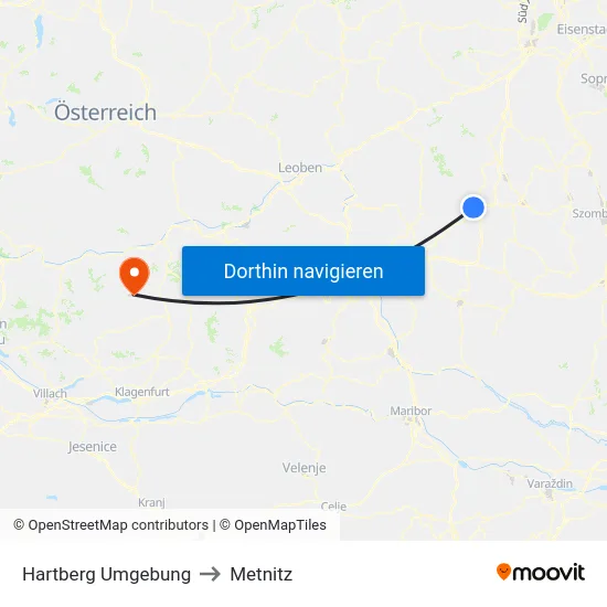 Hartberg Umgebung to Metnitz map