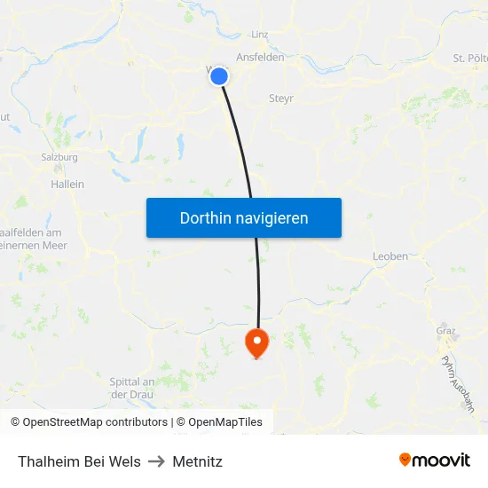 Thalheim Bei Wels to Metnitz map
