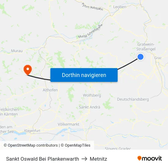 Sankt Oswald Bei Plankenwarth to Metnitz map