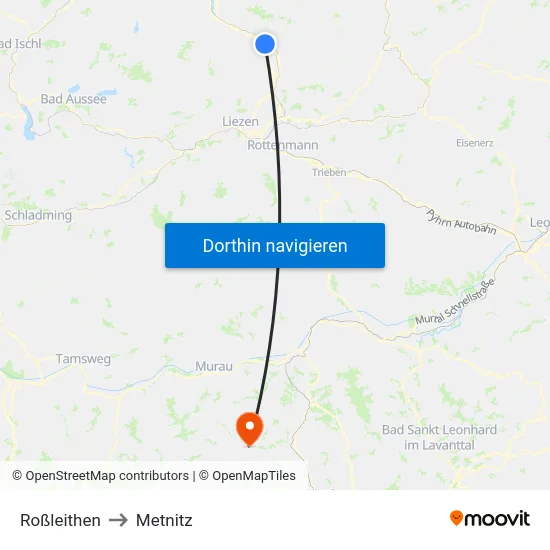 Roßleithen to Metnitz map