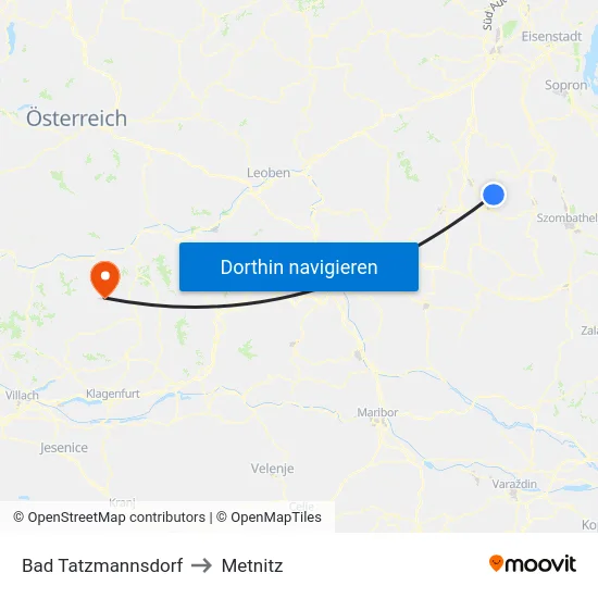 Bad Tatzmannsdorf to Metnitz map