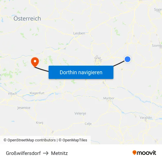 Großwilfersdorf to Metnitz map