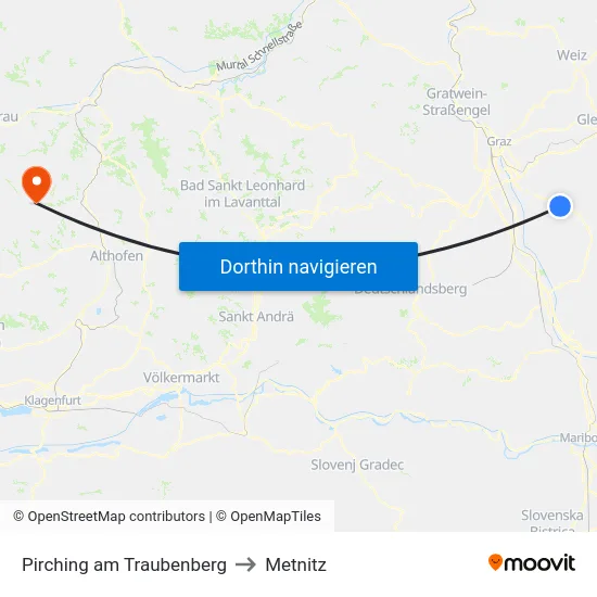 Pirching am Traubenberg to Metnitz map