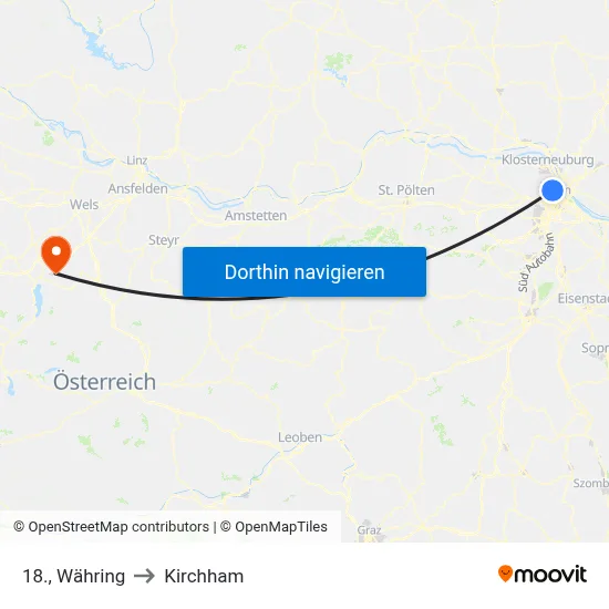 18., Währing to Kirchham map