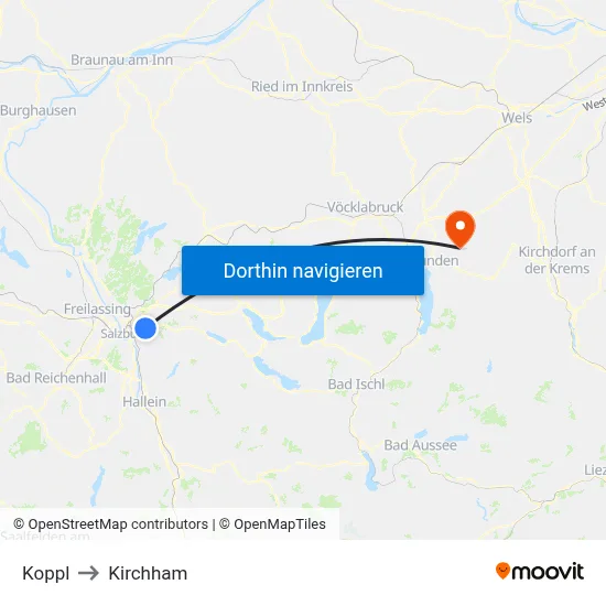Koppl to Kirchham map