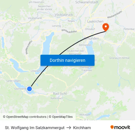 St. Wolfgang Im Salzkammergut to Kirchham map